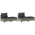 Salon de jardin 8 pcs avec coussins Gris Résine tressée