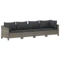 Salon de jardin 10 pcs avec coussins Gris Résine tressée