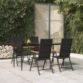 Ensemble à manger de jardin 5 pcs Noir et marron Résine tressée