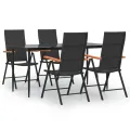 Ensemble à manger de jardin 5 pcs Noir et marron Résine tressée