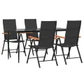 Ensemble à manger de jardin 5 pcs Noir et marron Résine tressée