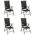Ensemble à manger de jardin 5 pcs Noir et marron Résine tressée
