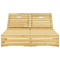 Chaise longue double et coussins taupe Bois de pin imprégné