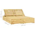Chaise longue double et coussins taupe Bois de pin imprégné