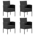 Ensemble à manger de jardin coussins 5pcs Noir Résine tressée