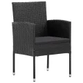 Ensemble à manger de jardin coussins 5pcs Noir Résine tressée