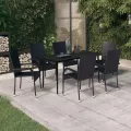Ensemble à manger de jardin 7 pcs Noir