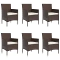 Ensemble à manger de jardin coussins 7 pcs Marron/noir