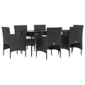 Ensemble à manger de jardin avec coussins 7 pcs Noir