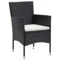 Ensemble à manger de jardin avec coussins 7 pcs Noir