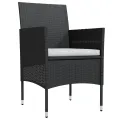 Ensemble à manger de jardin avec coussins 5 pcs Noir