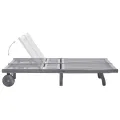 Chaise longue de jardin 2 places avec coussin Gris Acacia