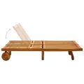 Chaise longue de jardin 2 places avec coussins Acacia solide