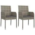 Ensemble à manger jardin 3pcs avec coussins noir et gris