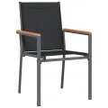 Ensemble à manger de jardin 5 pcs noir textilène et acier