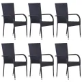 Ensemble à manger de jardin 7 pcs Noir Résine tressée
