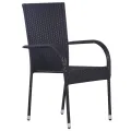 Ensemble à manger de jardin 7 pcs Noir Résine tressée