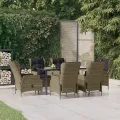 Ensemble à manger de jardin 7 pcs Marron Résine tressée