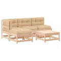 Salon de jardin 5 pcs avec coussins bois massif