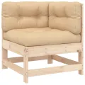 Salon de jardin 5 pcs avec coussins bois massif