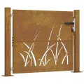 Portail de jardin 105x80 cm acier corten conception d'herbe