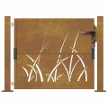 Portail de jardin 105x80 cm acier corten conception d'herbe
