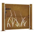 Portail de jardin 105x80 cm acier corten conception d'herbe