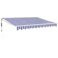 Auvent rétractable automatique bleu et blanc 3,5x2,5 m