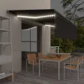 Auvent rétractable manuel avec store et LED 5x3 m Anthracite