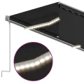 Auvent rétractable manuel avec store et LED 5x3 m Anthracite