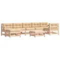 Salon de jardin 8 pcs avec coussins bois massif