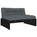 Salon de jardin 4 pcs avec coussins noir bois massif