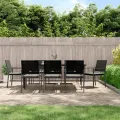 Ensemble à manger de jardin 9 pcs coussins résine tressée acier