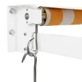 Auvent rétractable jaune et blanc 3,5x2,5 m tissu et aluminium