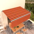 Auvent manuel rétractable avec store 4,5x3 m Orange et marron