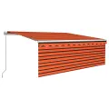 Auvent manuel rétractable avec store 4,5x3 m Orange et marron