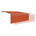 Auvent manuel rétractable avec store 4,5x3 m Orange et marron