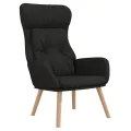 Chaise de relaxation avec repose-pied Noir Tissu
