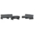 Salon de jardin 6 pcs avec coussins noir bois massif