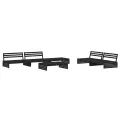 Salon de jardin 6 pcs avec coussins noir bois massif