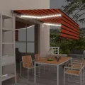 Auvent manuel rétractable et store LED 4,5x3 m Orange et marron