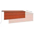 Auvent manuel rétractable et store LED 4,5x3 m Orange et marron