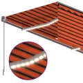 Auvent manuel rétractable et store LED 4,5x3 m Orange et marron