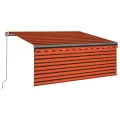 Auvent rétractable manuel store LED 3,5x2,5 m Orange et marron