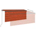 Auvent rétractable manuel store LED 3,5x2,5 m Orange et marron