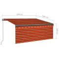 Auvent rétractable manuel store LED 3,5x2,5 m Orange et marron