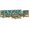 Salon de jardin 6 pcs avec coussins bois de pin imprégné