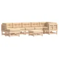 Salon de jardin 8 pcs avec coussins bois massif