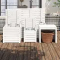 Ensemble de boîtes de jardin 4 pcs blanc bois de pin massif