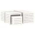 Ensemble de boîtes de jardin 4 pcs blanc bois de pin massif